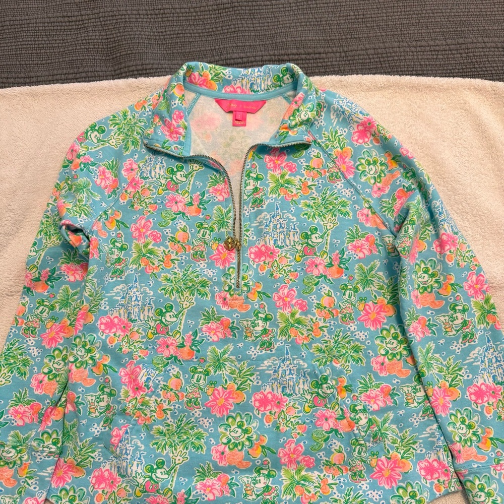 Lilly Pulitzer Pink and Blue Polo Long Sleeve Hoodie